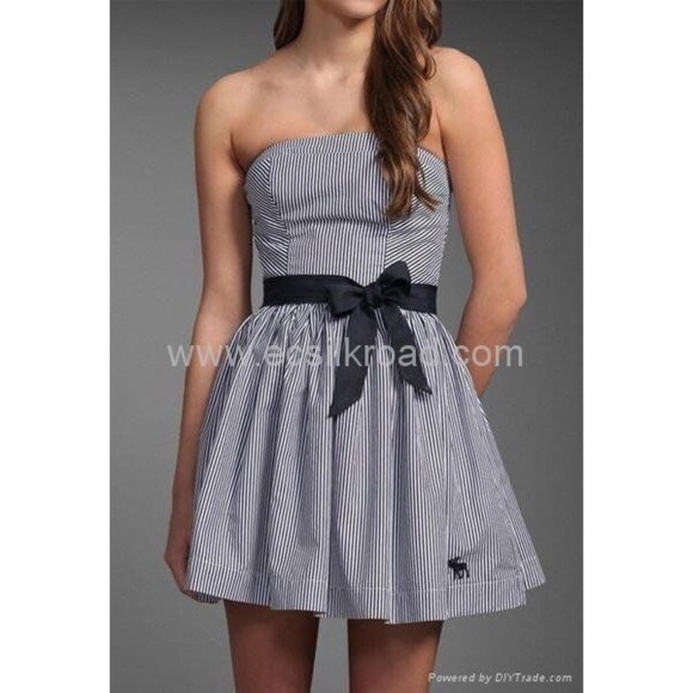 Abercrombie & Fitch Strapless Dress Blue Gingham